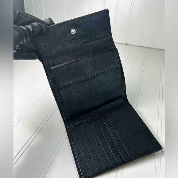 Prada Black Tessuto Nylon Compact Trifold Wallet - Picture 4 of 11